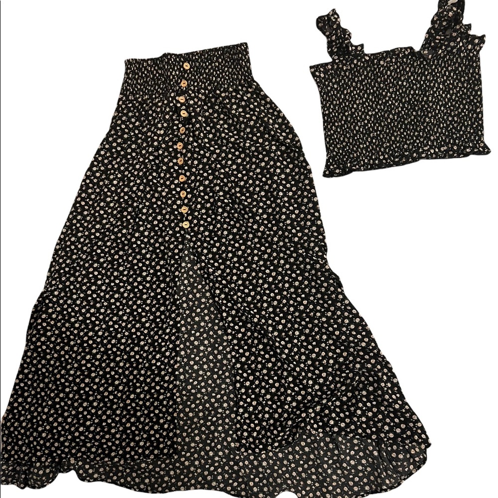 2 piece crop top and maxi matching set